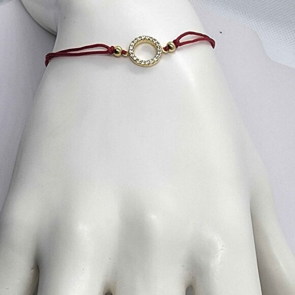Brand New Sterling Silver 925 Round Design With Red String Bracelet - Picture 3 of 4